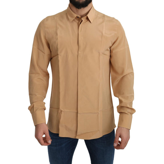 Dolce & Gabbana Elegant Yellow Silk Men's Formal Shirt TSH5213-IT40/M-FBB-253
