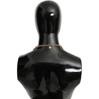 Dolce & Gabbana Red Purple Crystal Floral Chain Statement Gold Brass Necklace Necklace