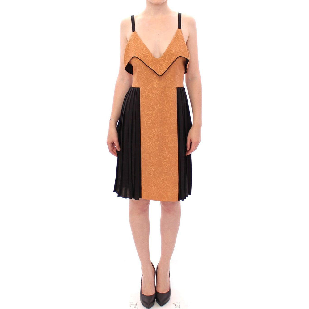 FILOS Black Bronze Silk Sleeveless Above Sheath Dress Dresses