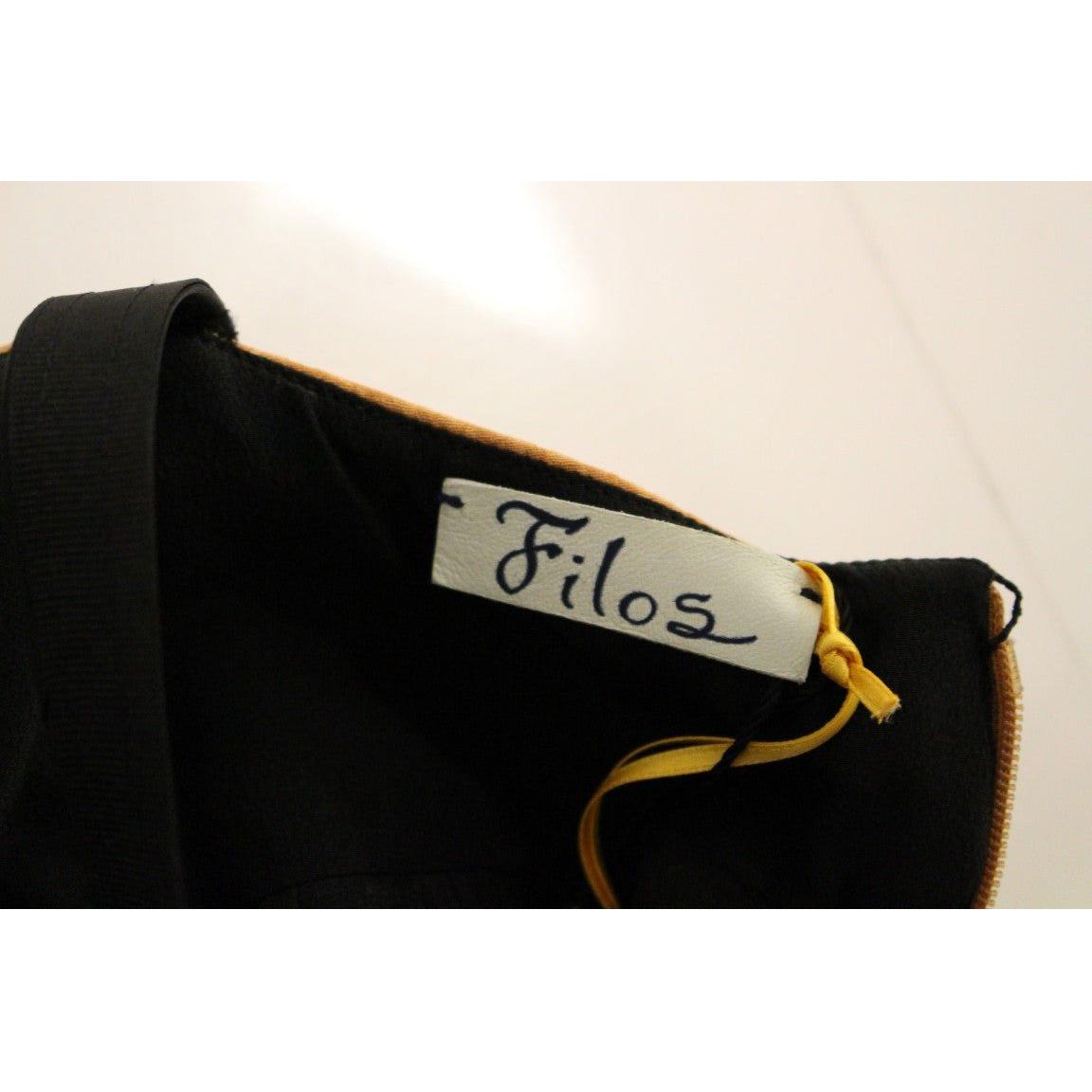 FILOS Black Bronze Silk Sleeveless Above Sheath Dress Dresses