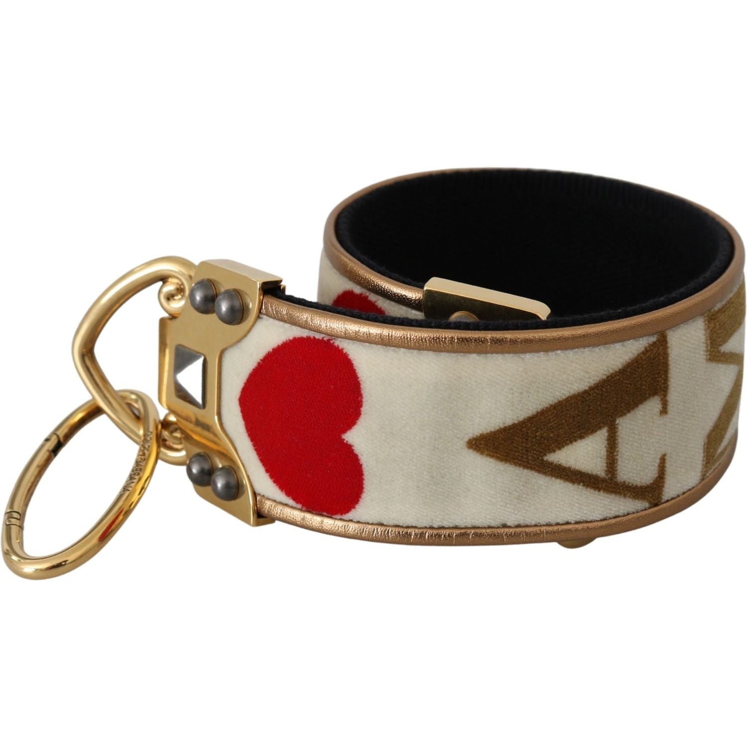 حزام كتف من دولتشي آند غابانا شيك جولد بطبعة AMORE