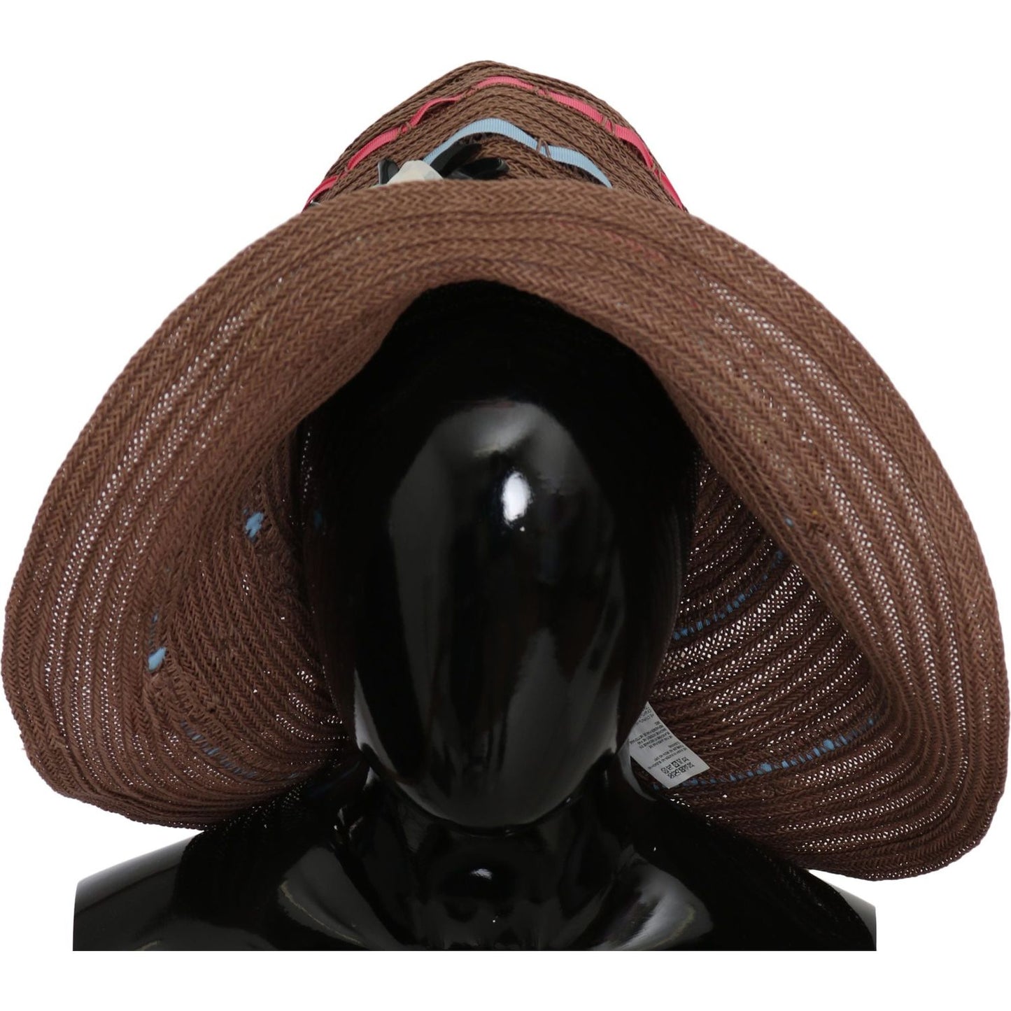 Dolce & Gabbana Brown Floral Wide Brim Straw Floppy Cap Hat Hat