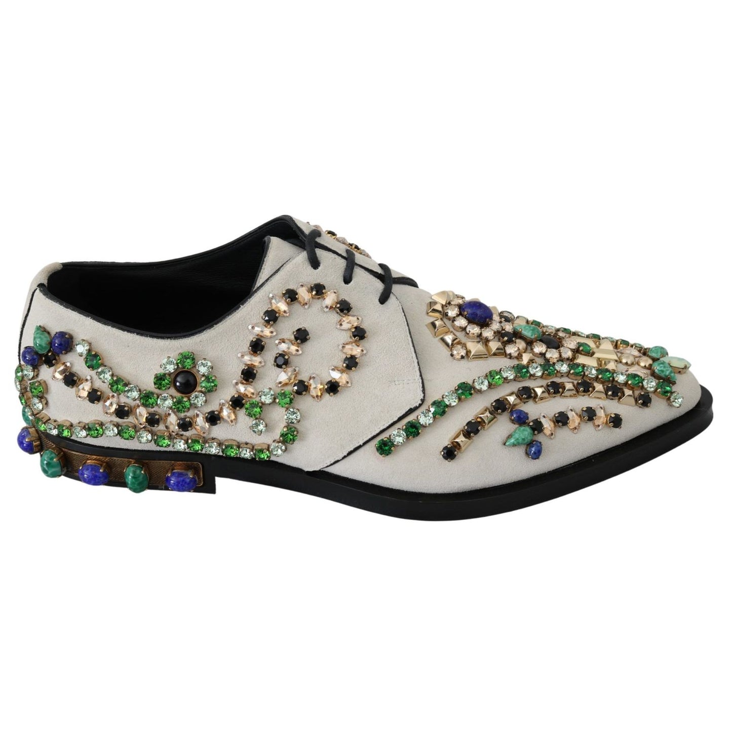Dolce & Gabbana White Suede Crystal Dress Broque Shoes