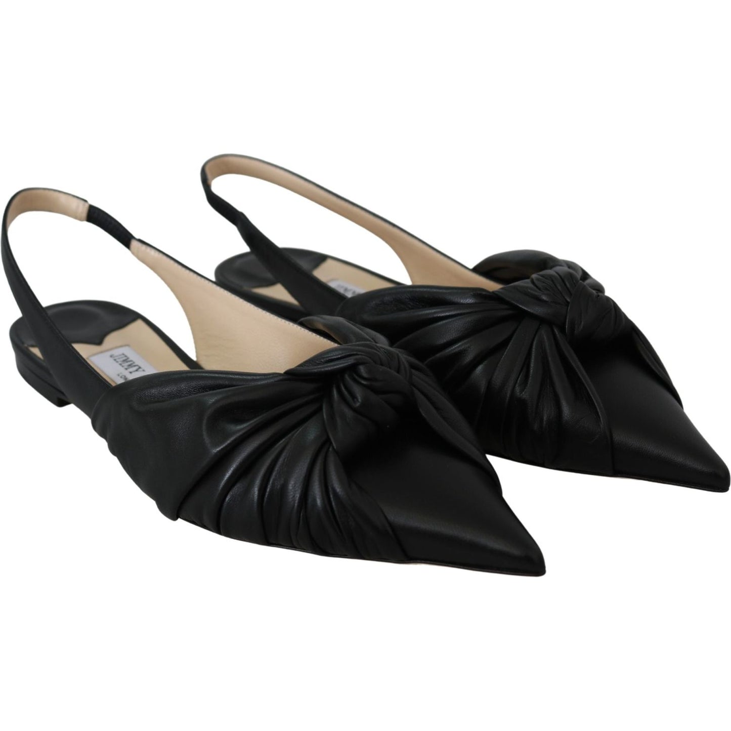 Jimmy Choo Elegant Pointed Toe Leather Flats Shoes