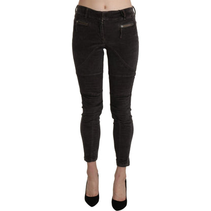 Ermanno Scervino Brown Velvet Capri Cropped Cotton Pants