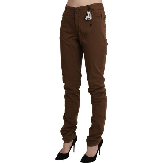 Ermanno Scervino Brown High Waist Skinny Trouser Cotton Pants PAN71138-44
