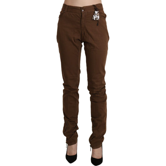Ermanno Scervino Brown High Waist Skinny Trouser Cotton Pants PAN71138-44