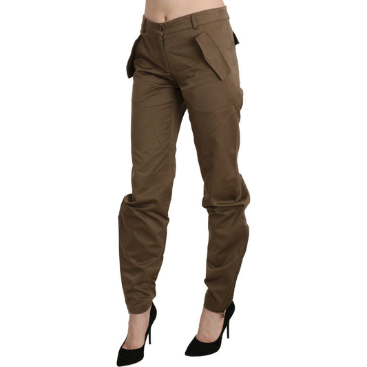 Ermanno Scervino Brown Mid Waist Straight Cotton Pants PAN71152-40