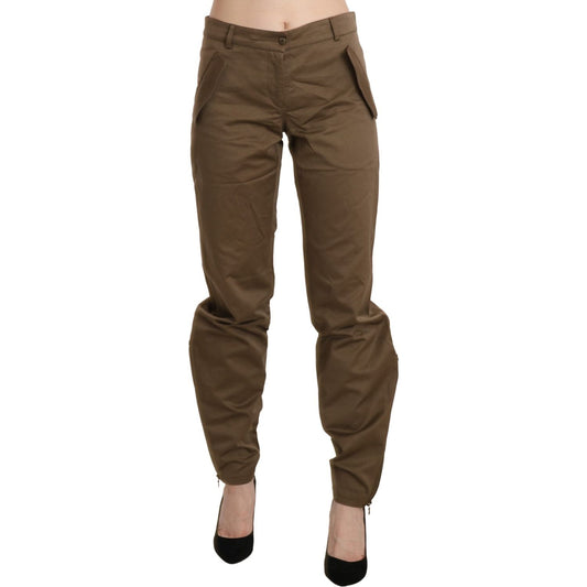 Ermanno Scervino Brown Mid Waist Straight Cotton Pants PAN71152-40