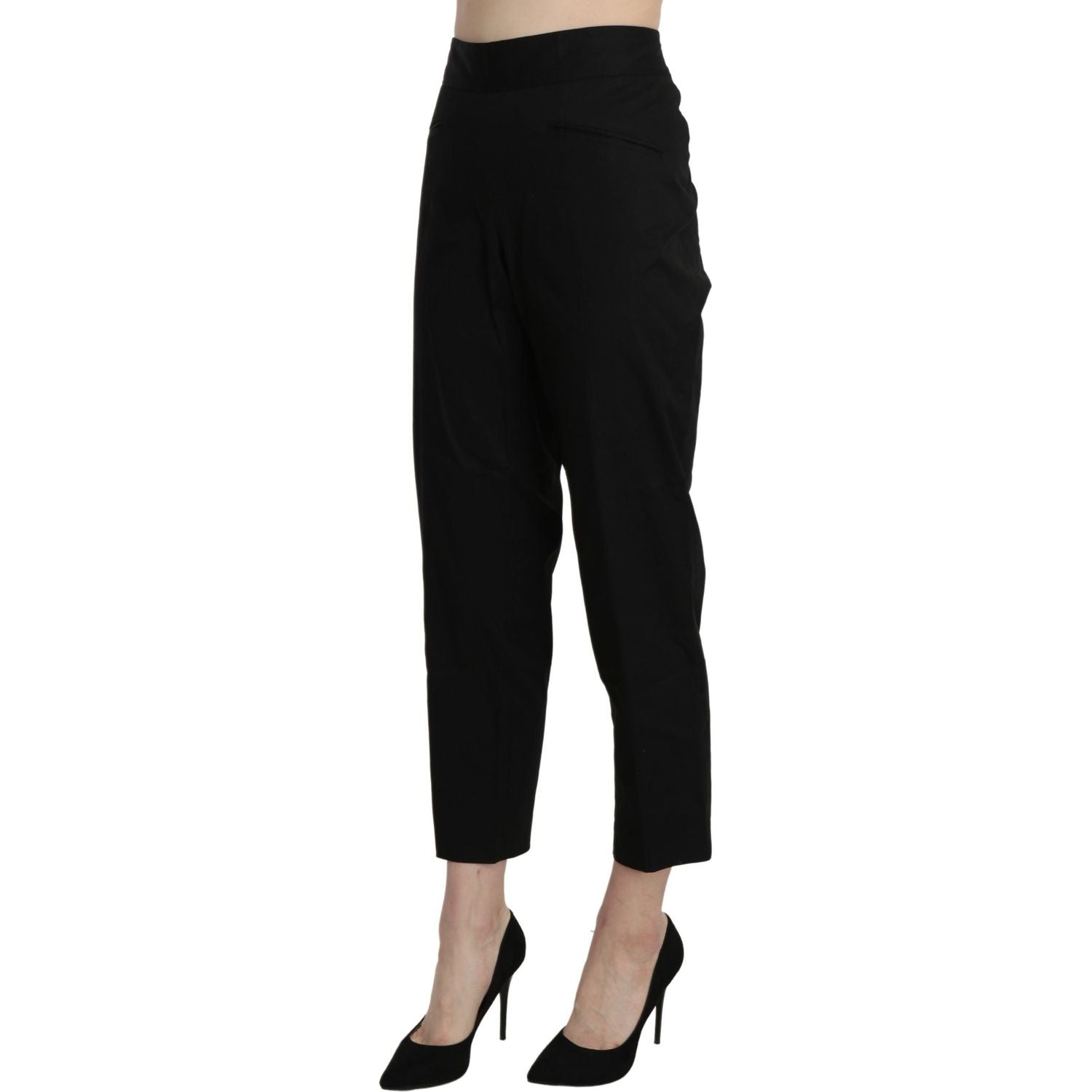 BENCIVENGA Black High Waist Straight Cropped Dress Pants