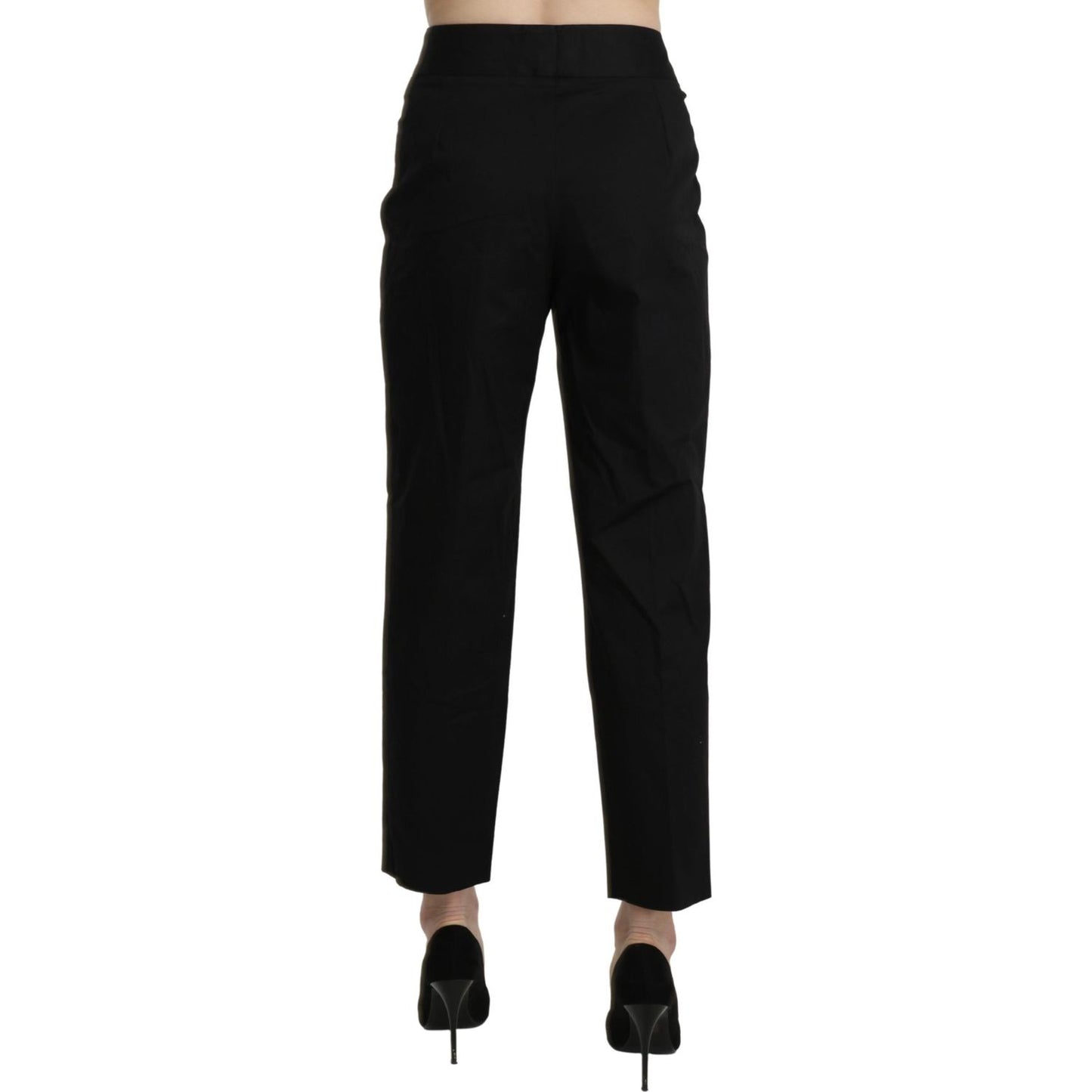 BENCIVENGA Black High Waist Straight Cropped Dress Pants Jeans & Pants
