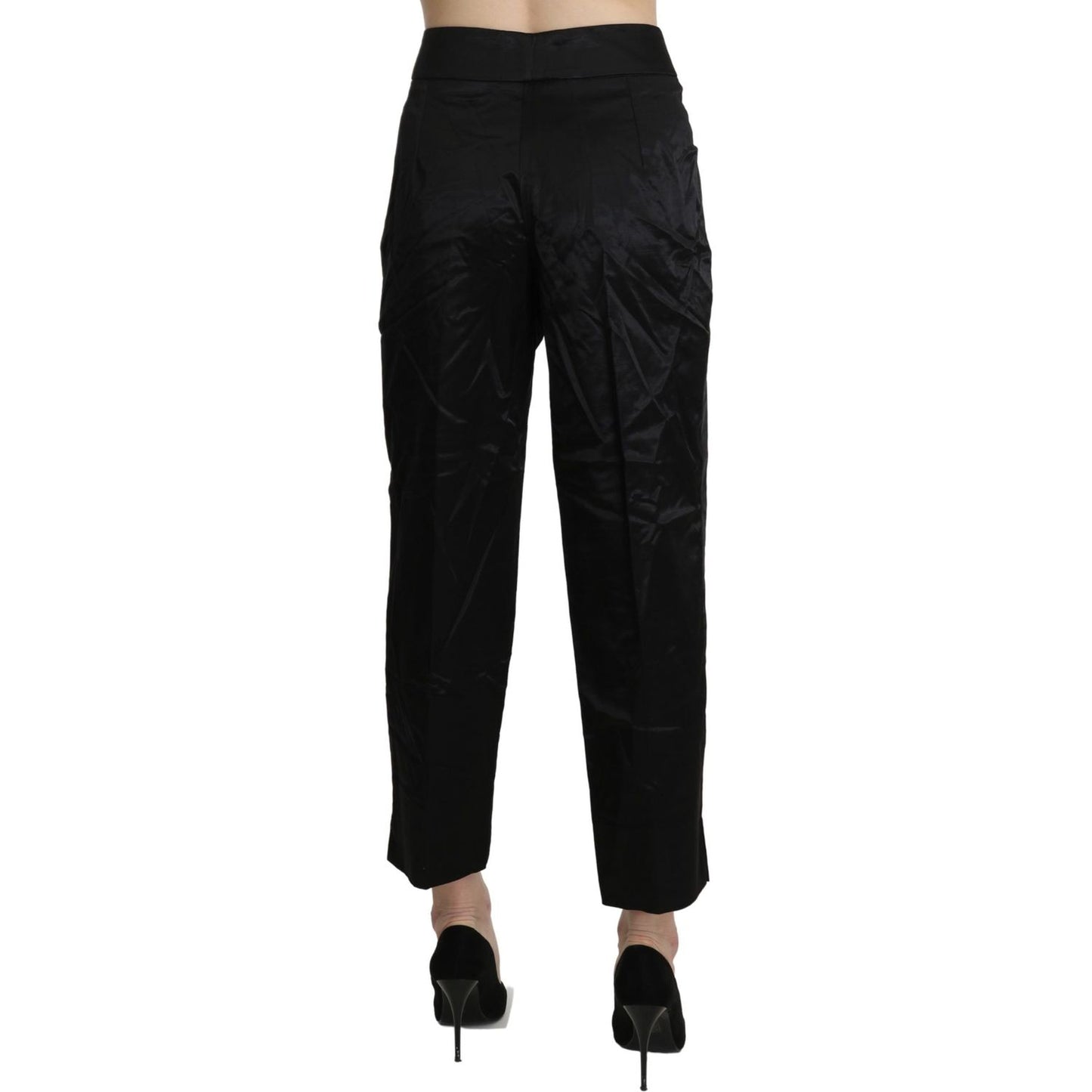 BENCIVENGA Black High Waist Straight Cropped Dress Trouser Pants Jeans & Pants