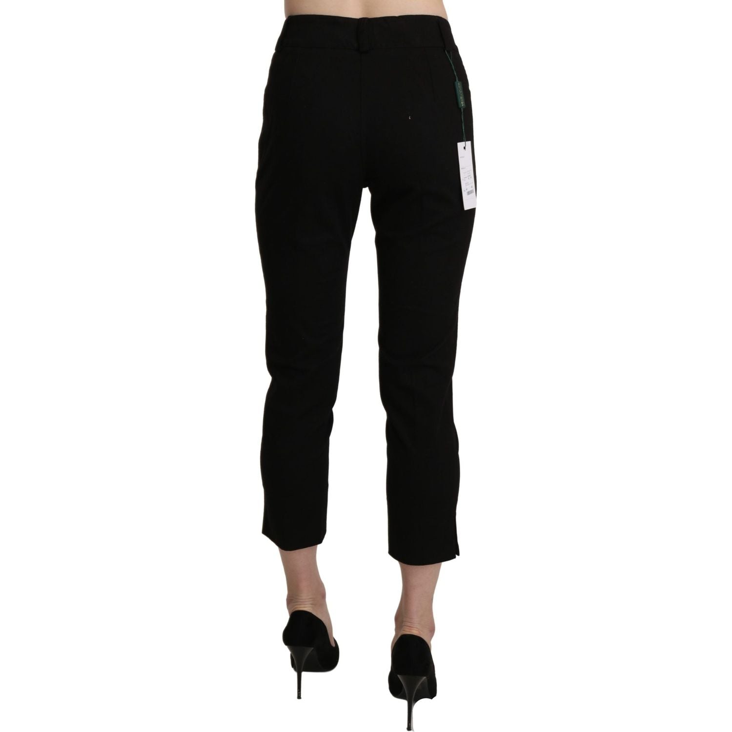 BENCIVENGA Black High Waist Skinny Cropped Dress Trouser Pants