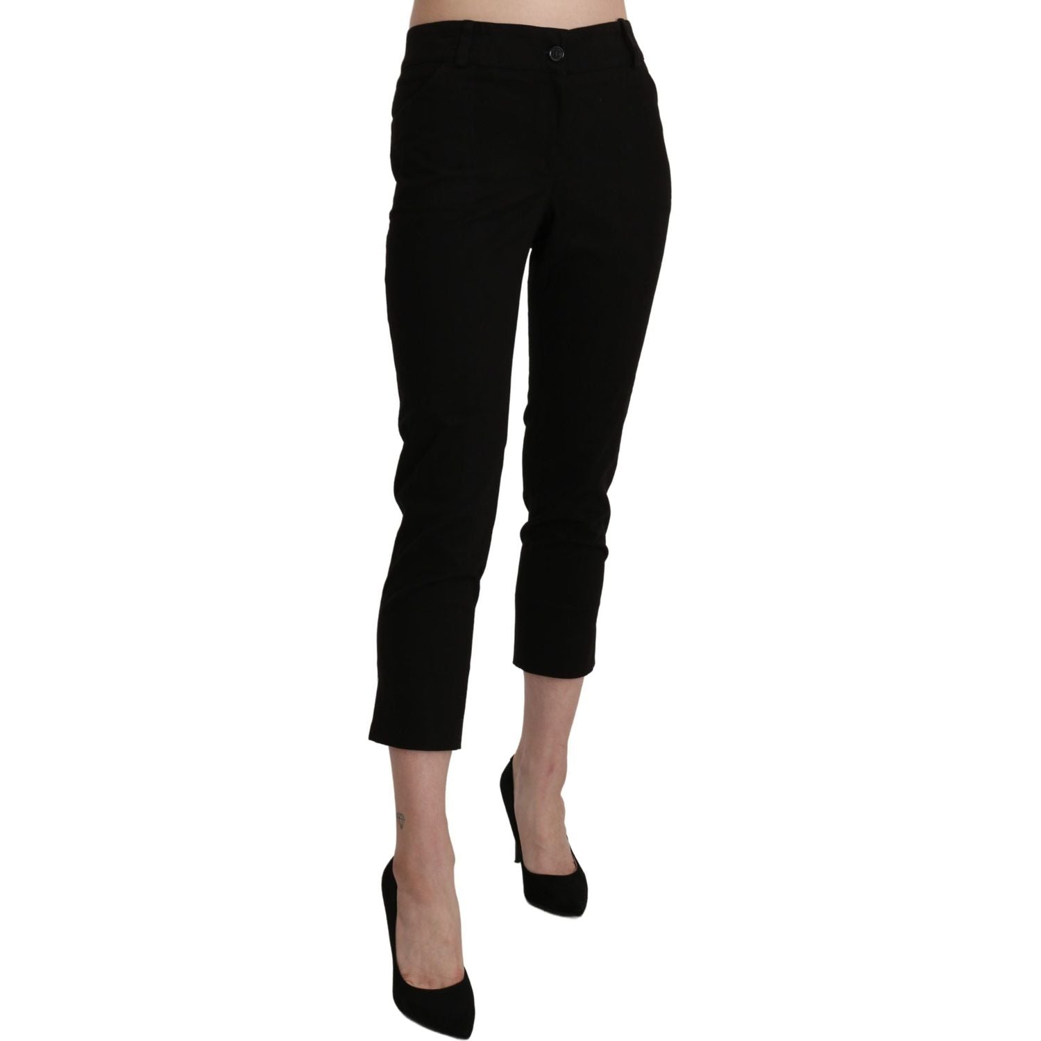 BENCIVENGA Black High Waist Skinny Cropped Dress Trouser Pants