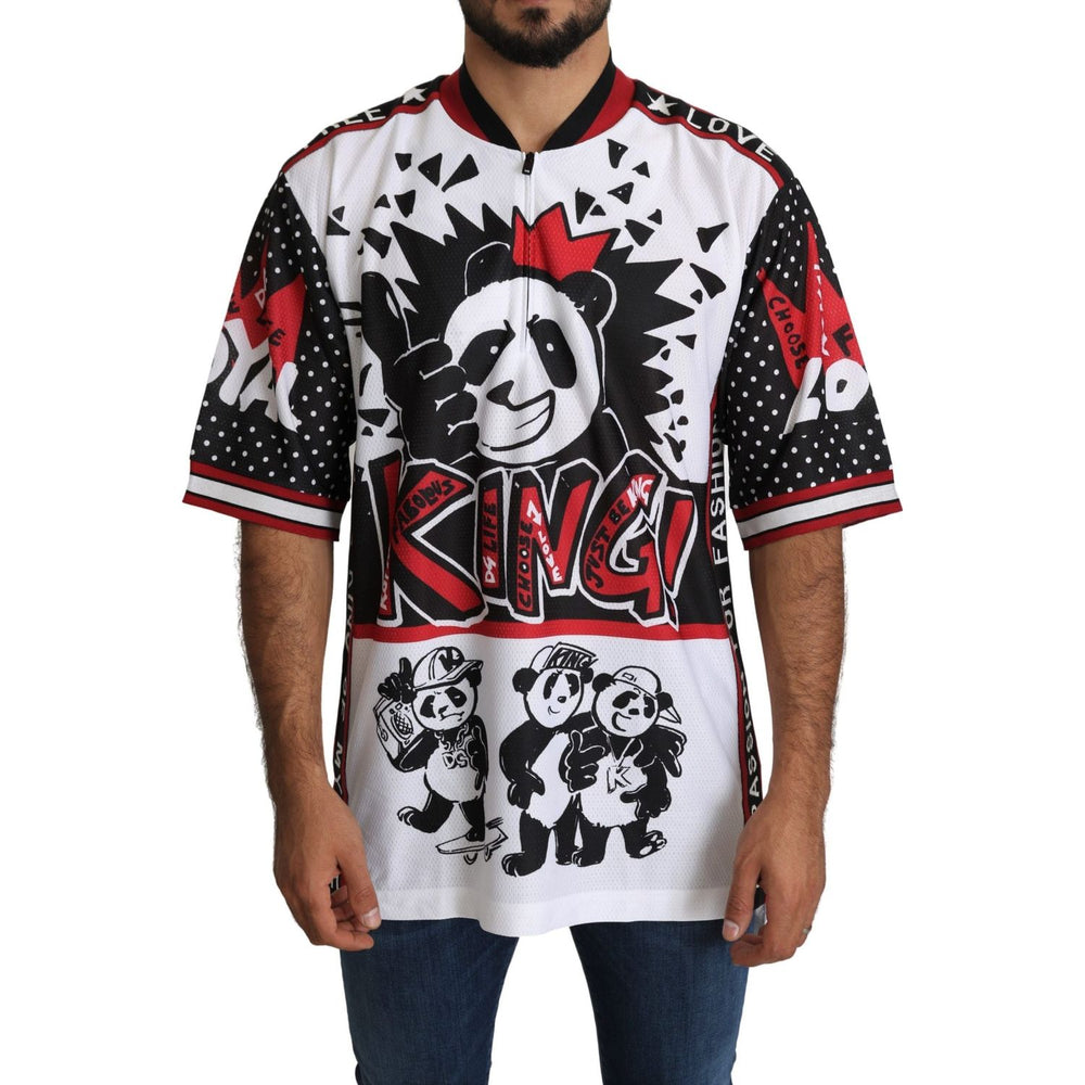 Dolce & Gabbana White King Panda Top Polyester Mens T-shirt