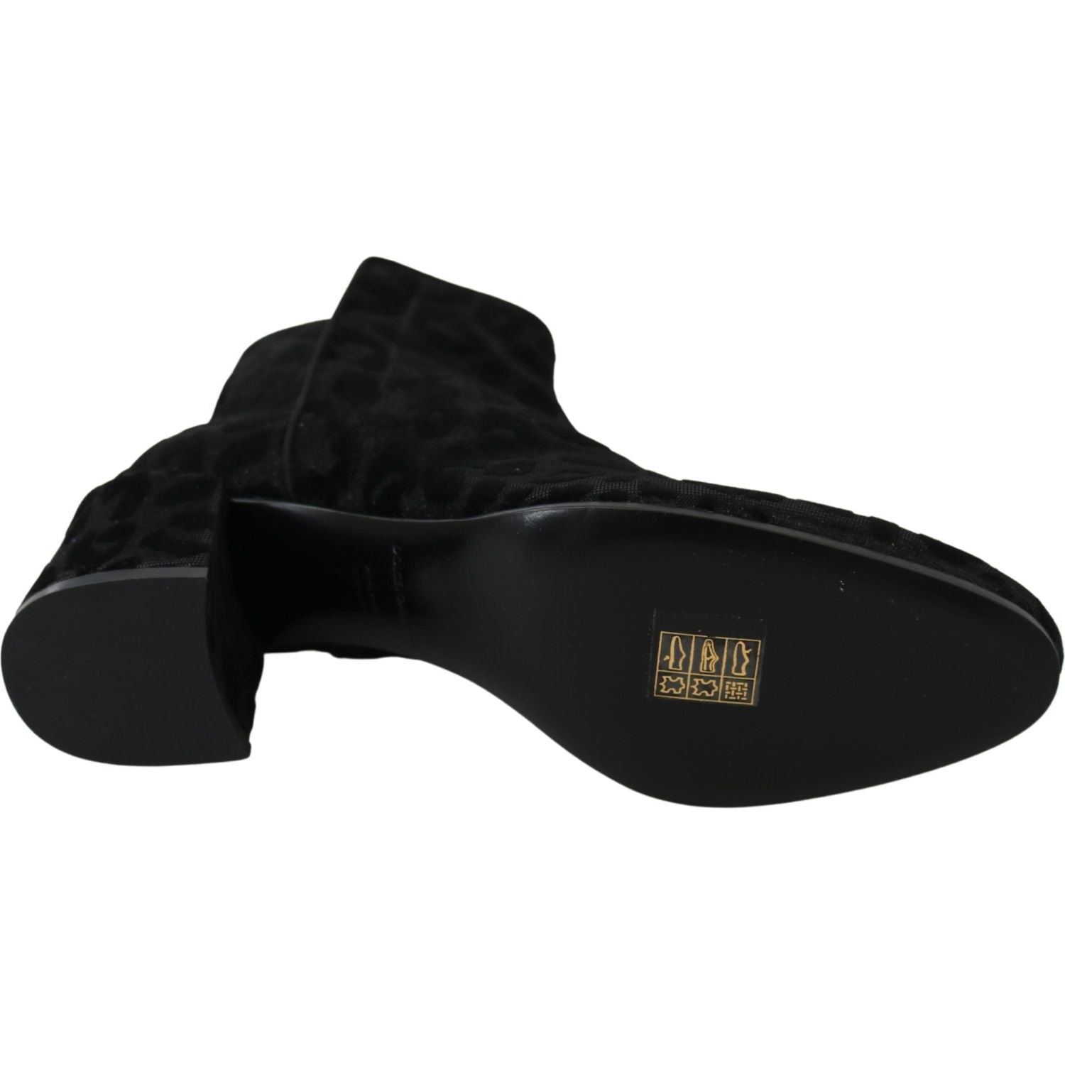 Dolce & Gabbana Black Leopard Short Boots Zipper Shoes