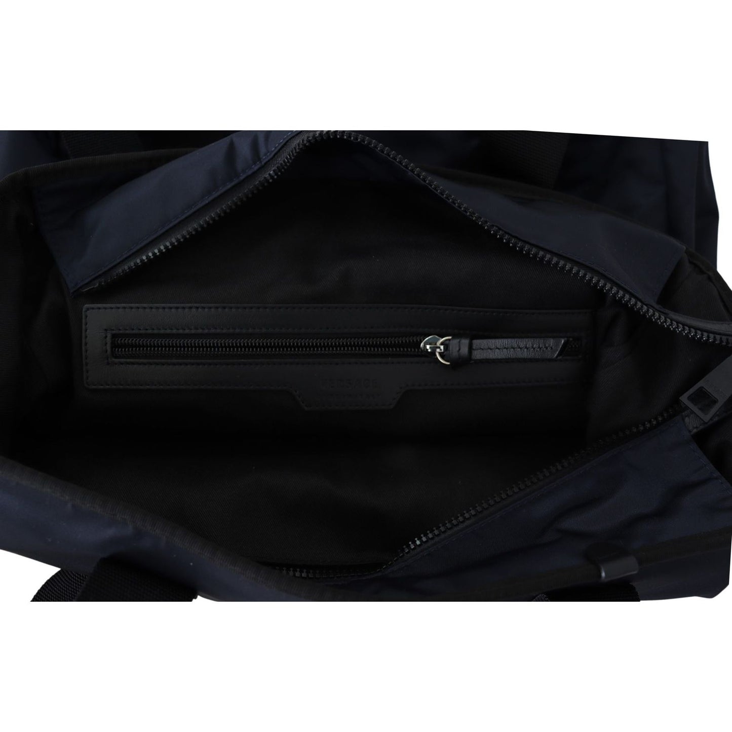 Versace Elegant Blue Nylon Tote Bag