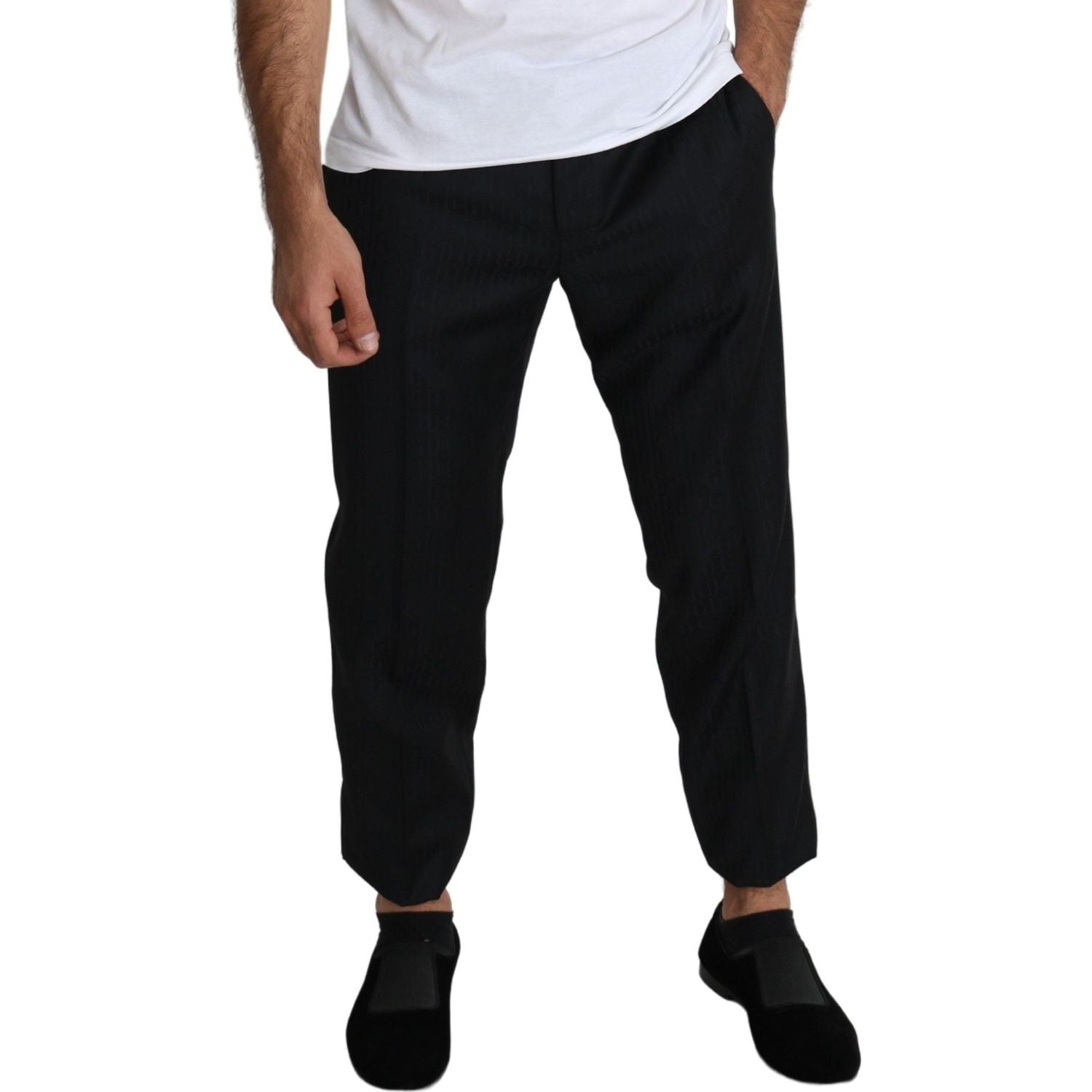 Dolce & Gabbana Black Wool Skinny Cropped Trouser Dress