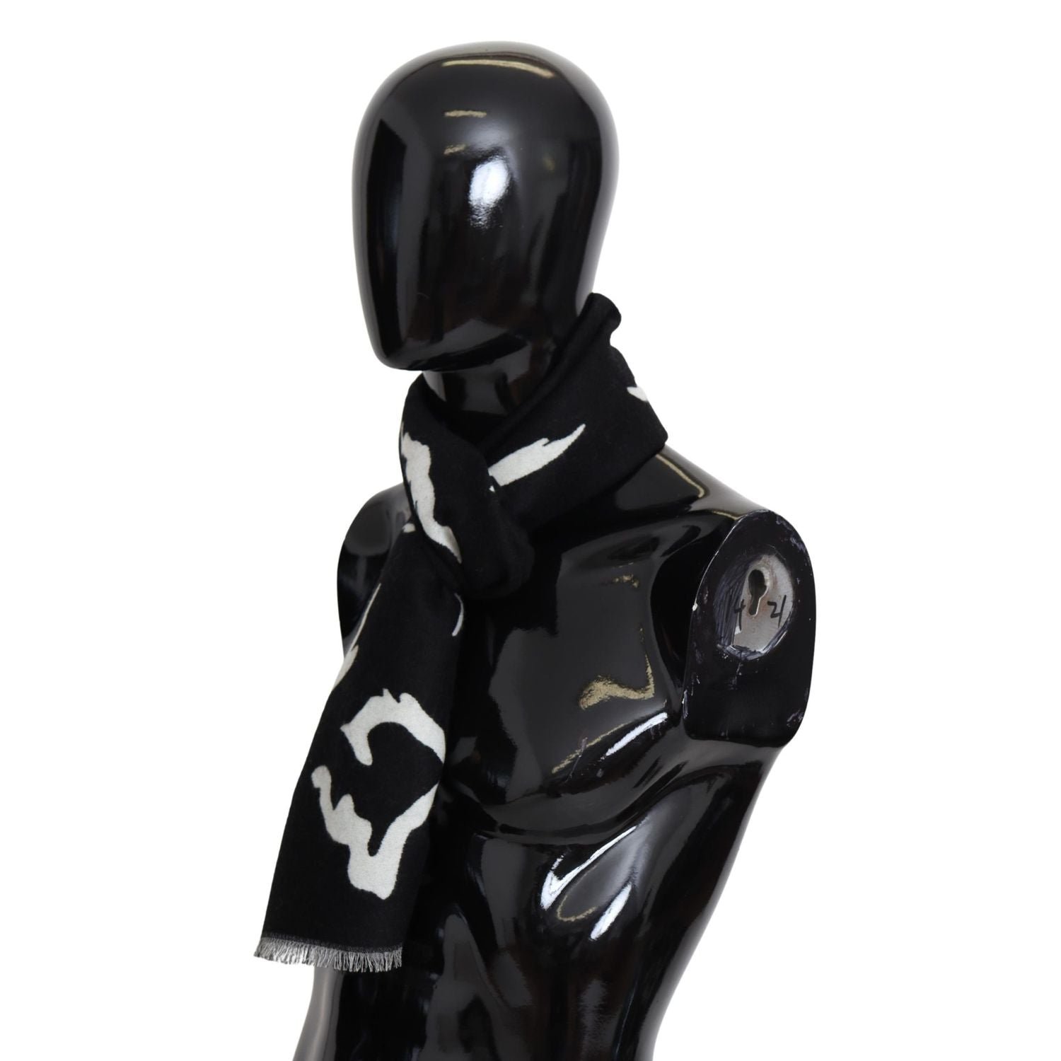 وشاح أنيق من الصوف والحرير للجنسين من جيفنشي باللونين الأسود والأبيض