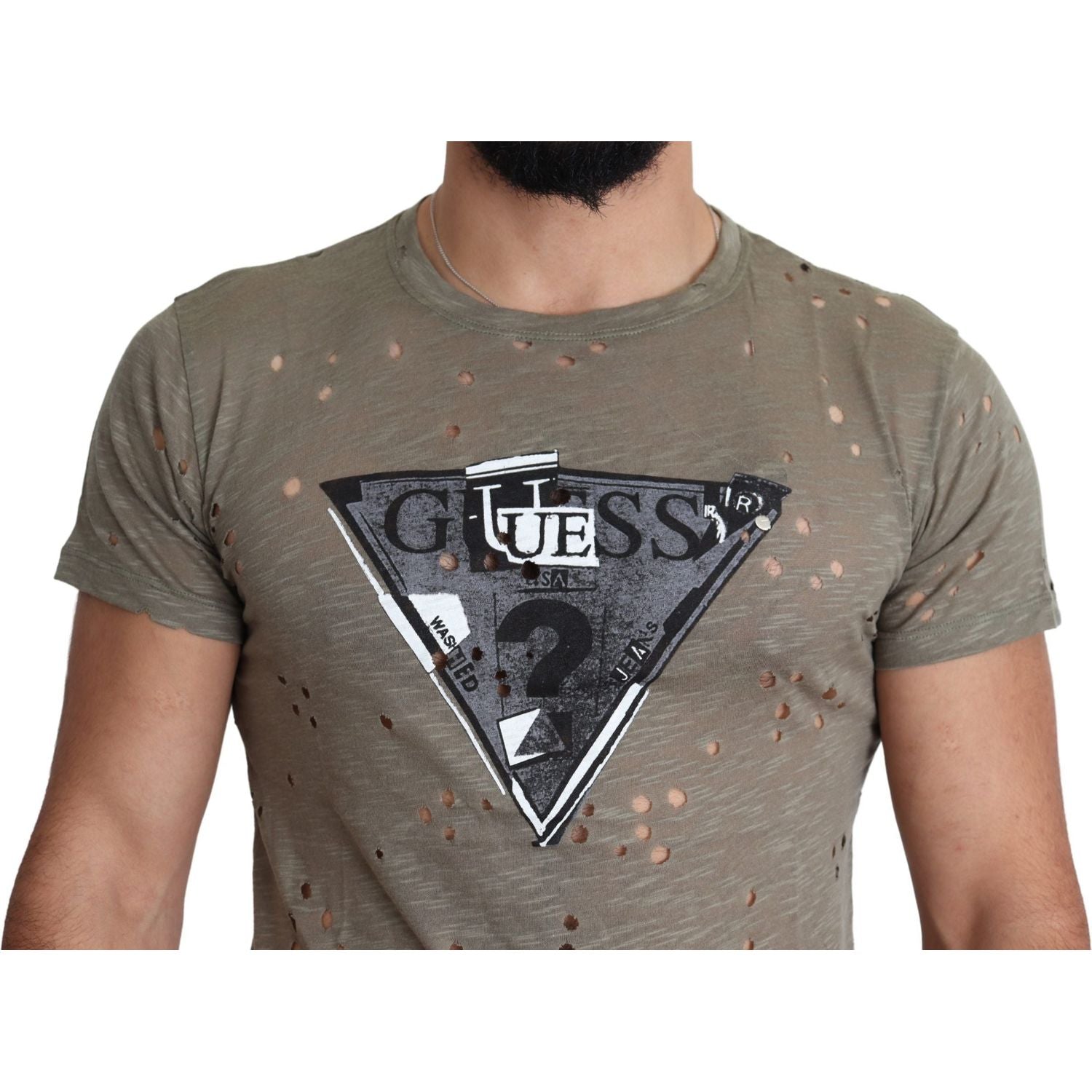 تي شيرت Guess Chic Brown Cotton Stretch T-Shirt