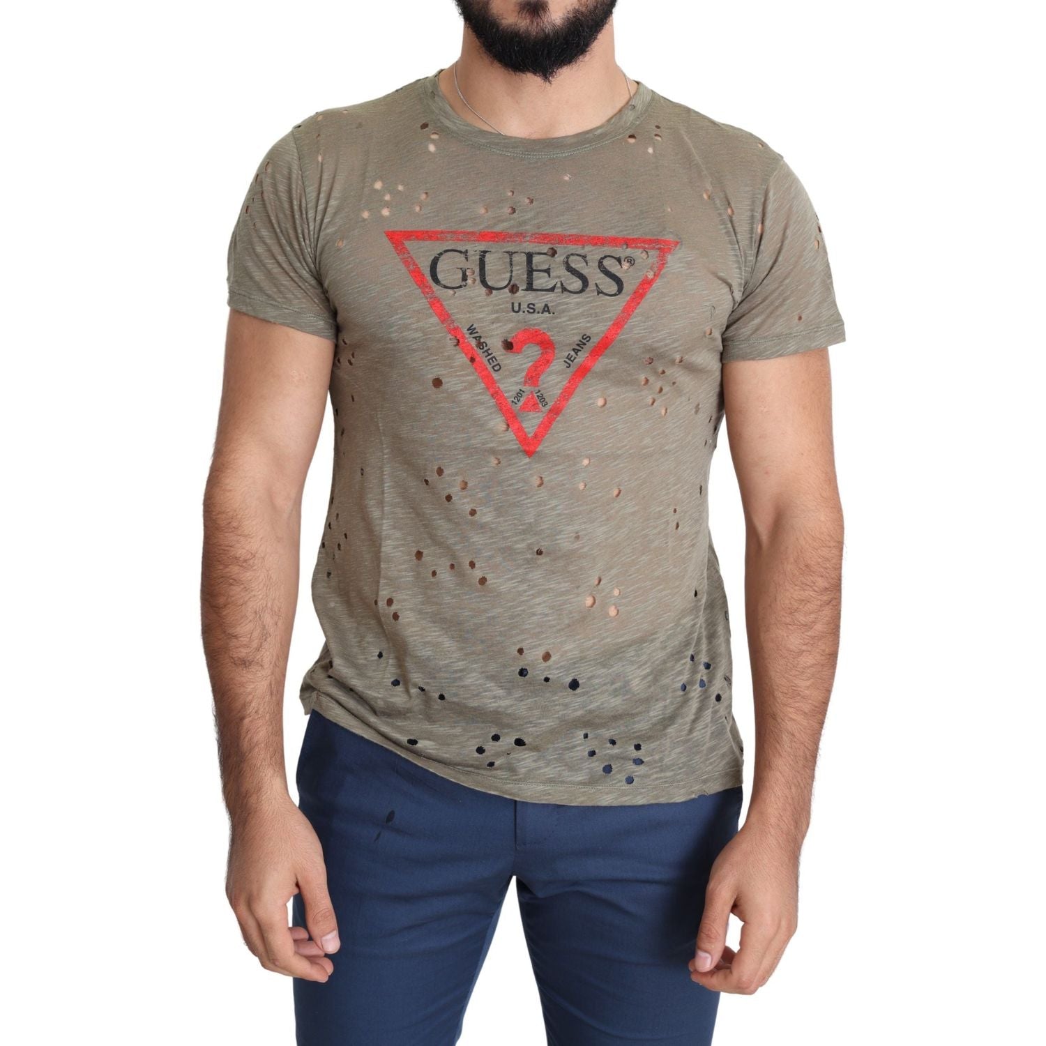 تي شيرت Guess Chic Brown Cotton Stretch Tee