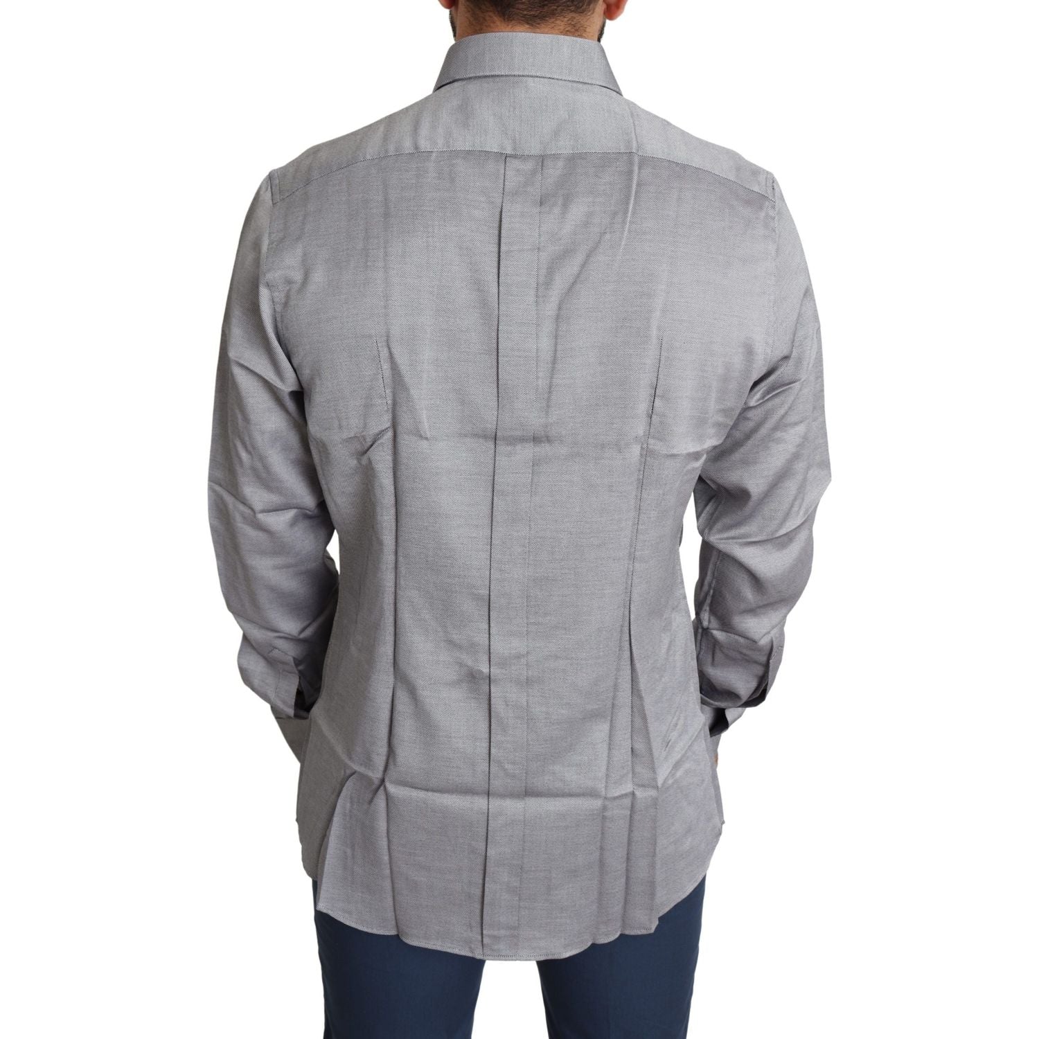 قميص دولتشي آند غابانا الأنيق المصنوع من القطن بقصّة Slim-Fit باللون الرمادي