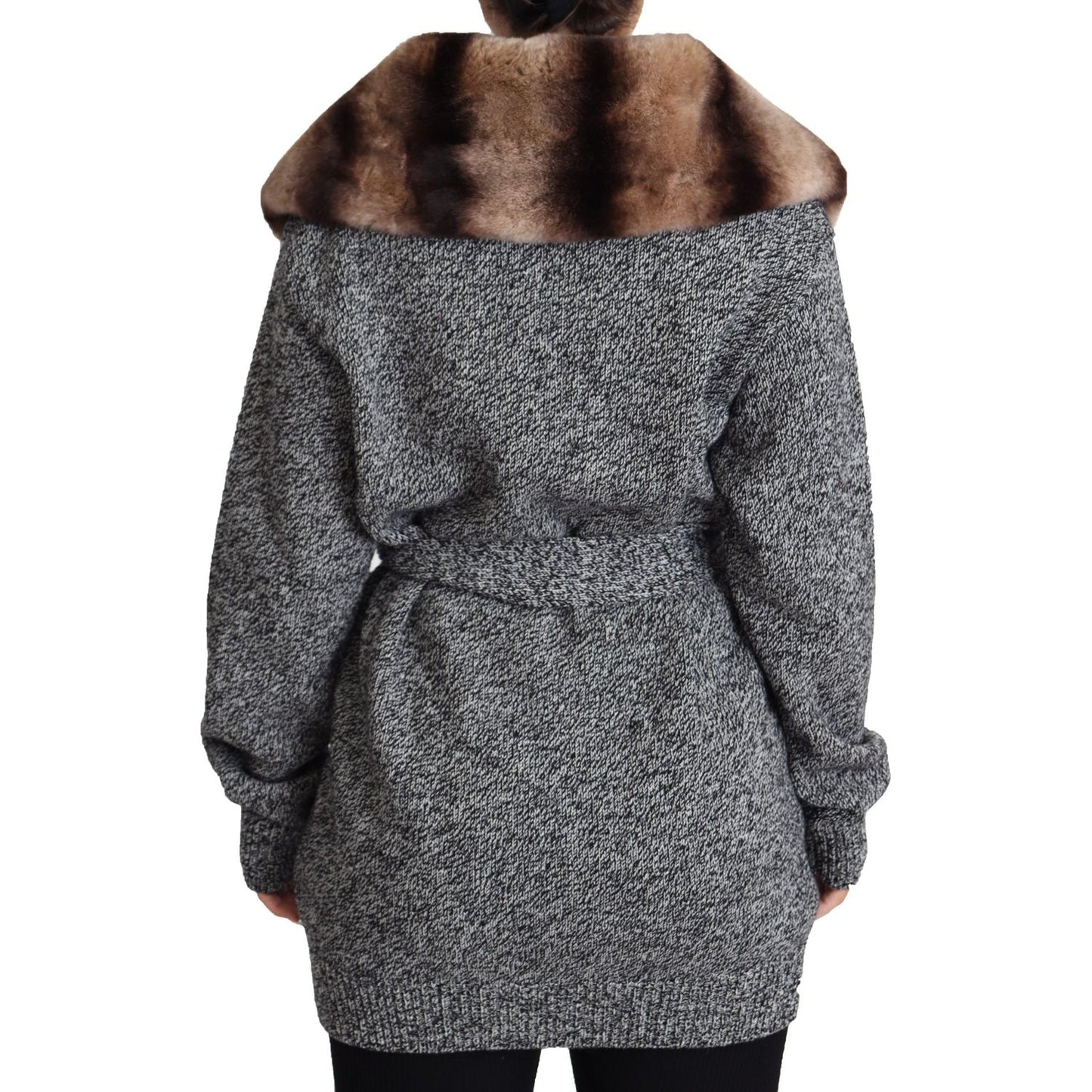 Dolce & Gabbana Gray Cardigan Fur Coat Cashmere Jacket JKT2811-38