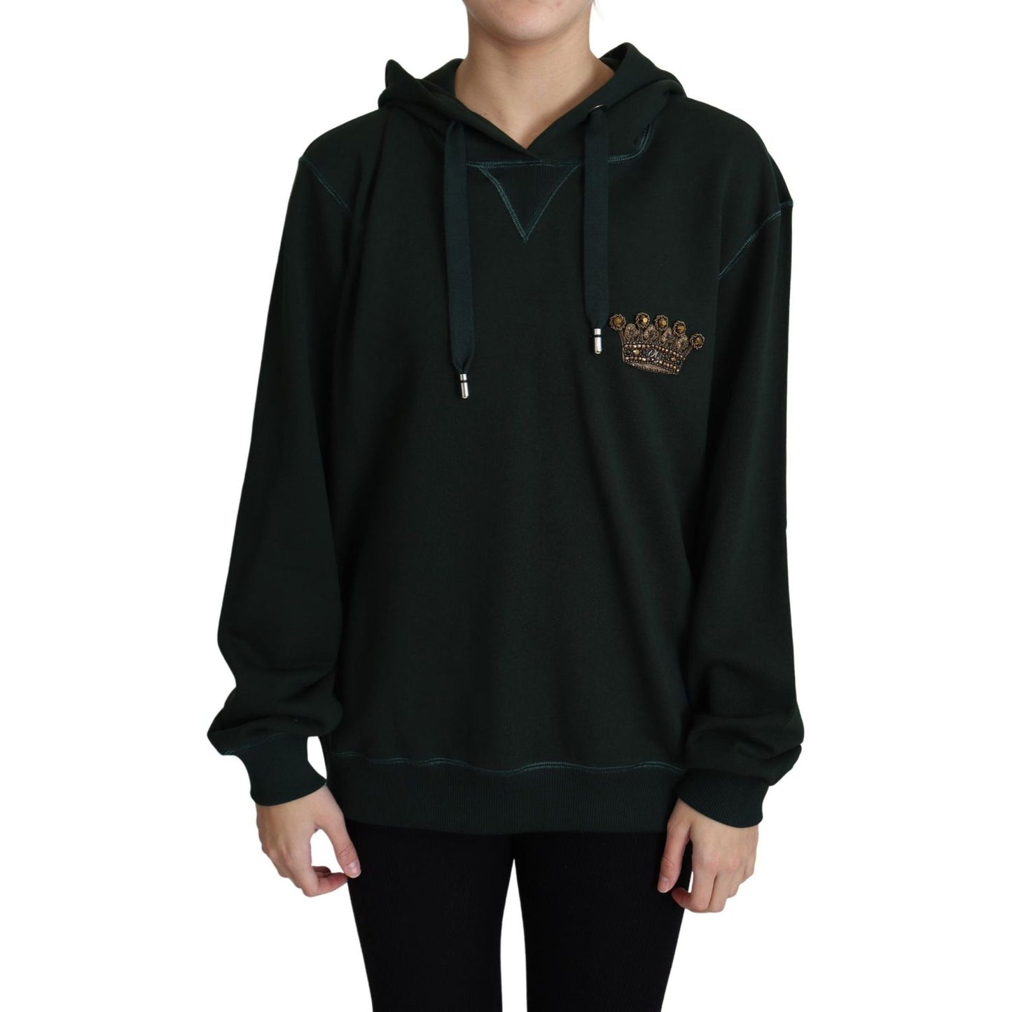 Dolce & Gabbana Dark Green Crown Embroidery Hoodie