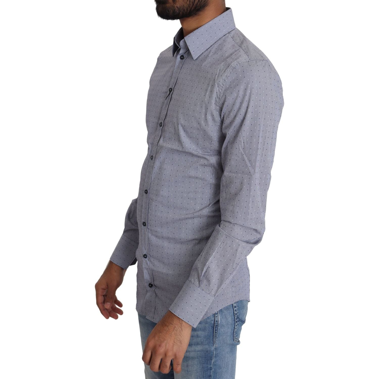 قميص دولتشي آند غابانا سيسيليا بقصّة Slim Fit من مزيج القطن المنقط