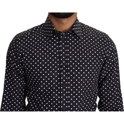 Dolce & Gabbana Black White Polka Dots Casual Shirt