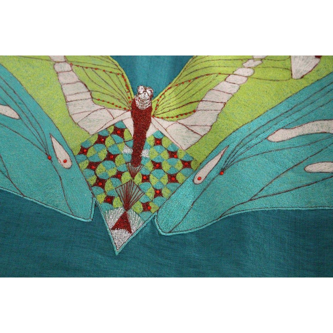 فستان لانري دا سيلفا أجايي القصير الأنيق باللون الأخضر المطرز