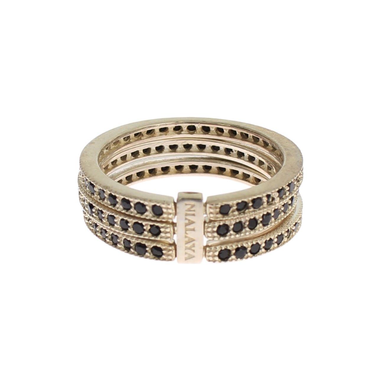 Nialaya Black CZ 925 Sterling Silver Womens Ring Ring