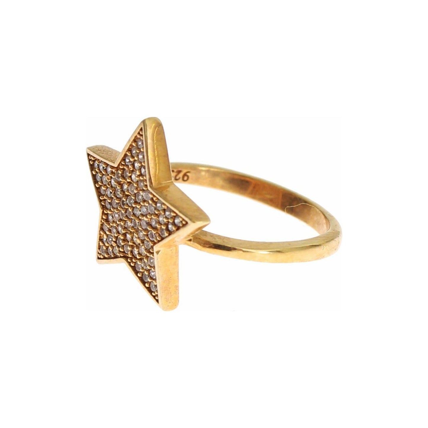 Nialaya Star Gold 925 Silver Womens Clear Ring Ring