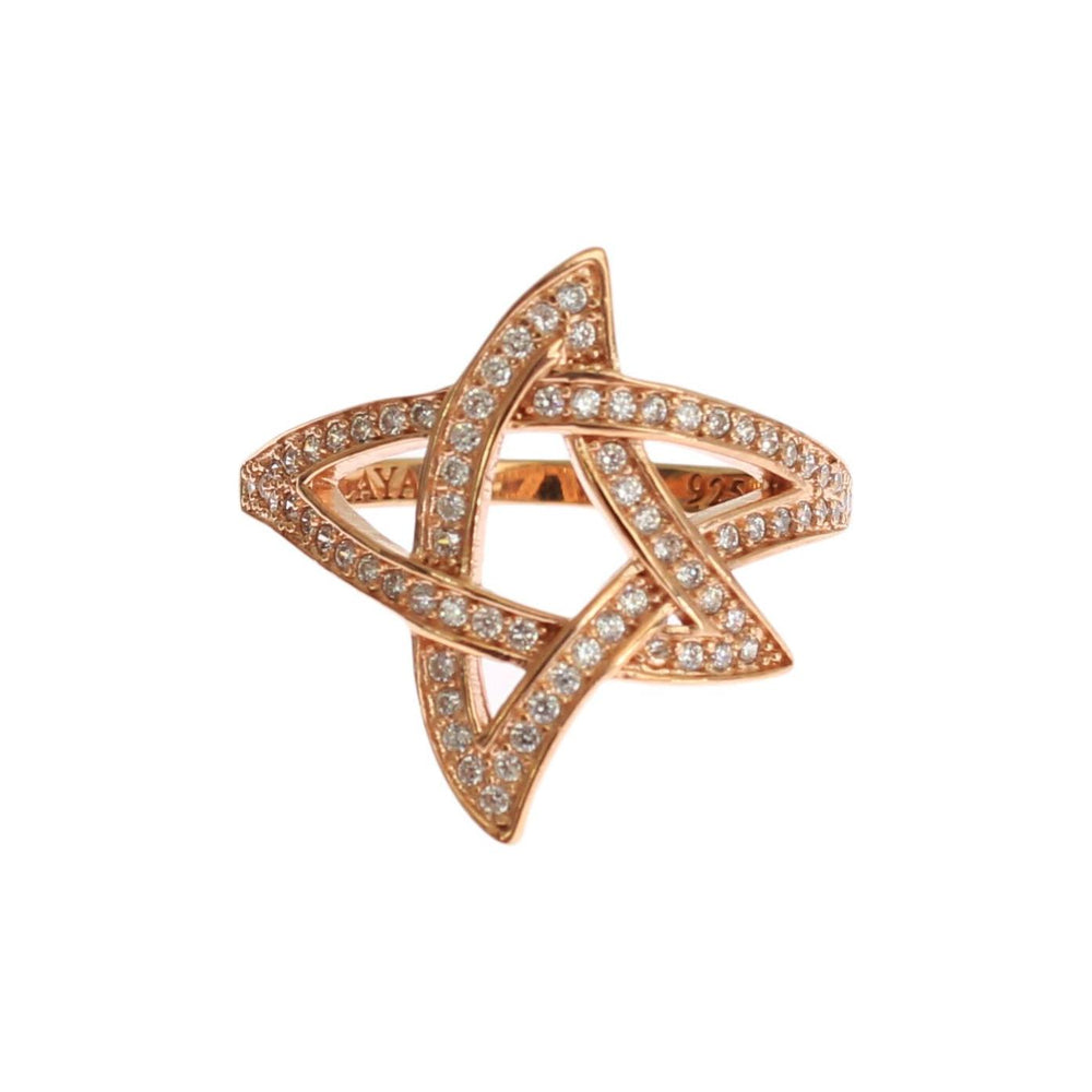 Nialaya Womens Clear CZ Gold 925 Silver Ring Ring
