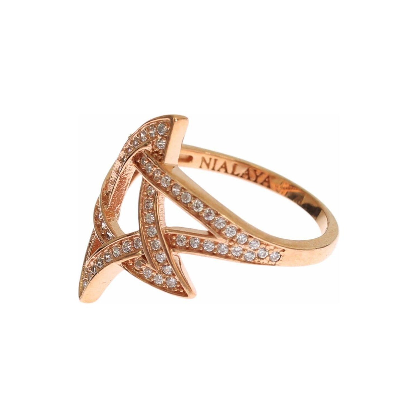 Nialaya Womens Clear CZ Gold 925 Silver Ring Ring