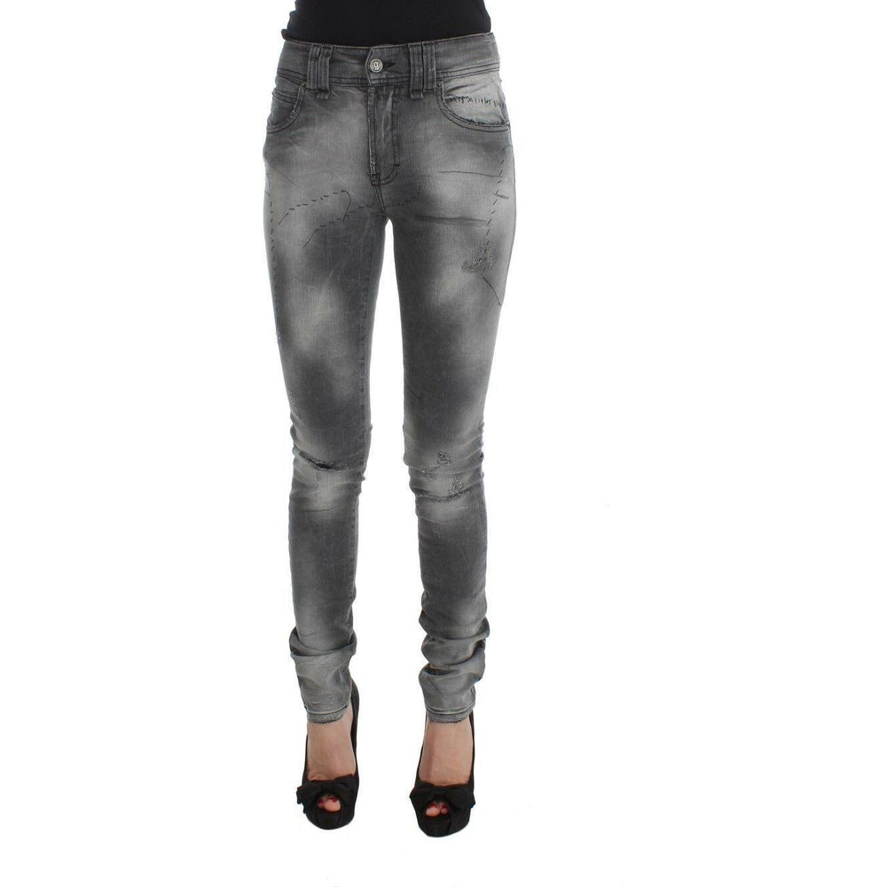 John Galliano Gray Wash Cotton Blend Slim Fit Denim Jeans Pants
