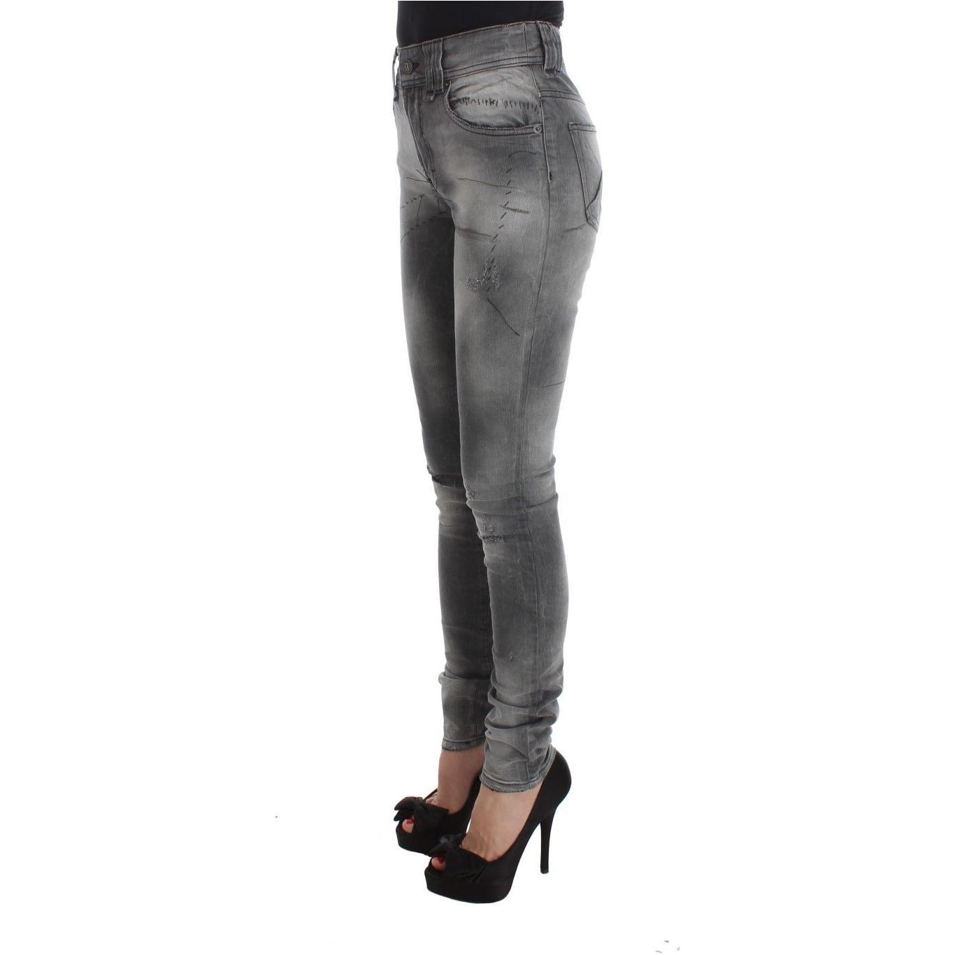 John Galliano Gray Wash Cotton Blend Slim Fit Denim Jeans Pants