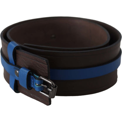 Costume National Brown Thin Blue Line Leather Buckle Belt Belt