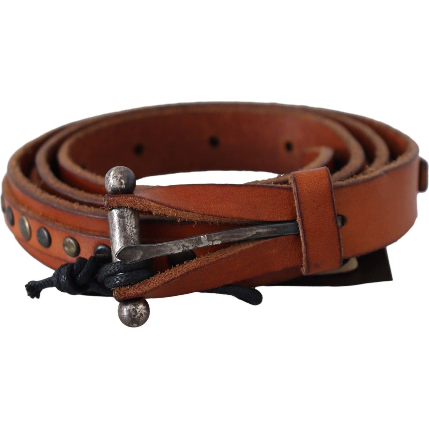 Scervino Street Brown Genuine Leather Rustic Silver Buckle Belt Belt