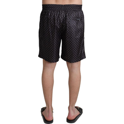 Dolce & Gabbana Black Polka Dot Print Beachwear Swimwear