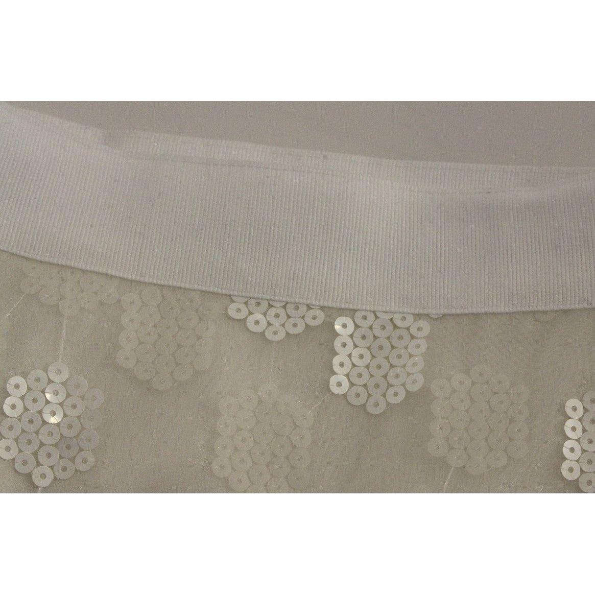Koonhor White Sequined Straight Pencil Skirt