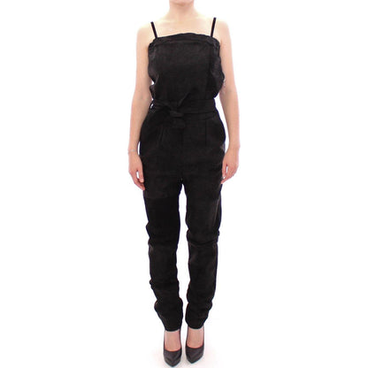 La Maison du Couturier Black Leather Jumpsuit Coats & Jackets