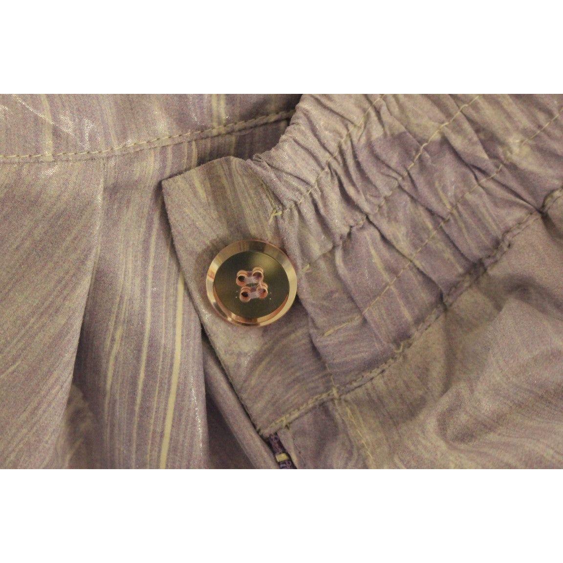 شورت Licia Florio الأنيق المصنوع من الفيسكوز باللون الأرجواني - إغلاق بسحاب جانبي