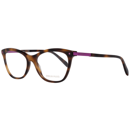 Emilio Pucci Brown Plastic Glasses (Frames) for women, featuring full-rim design, tortoiseshell pattern, and purple accents.