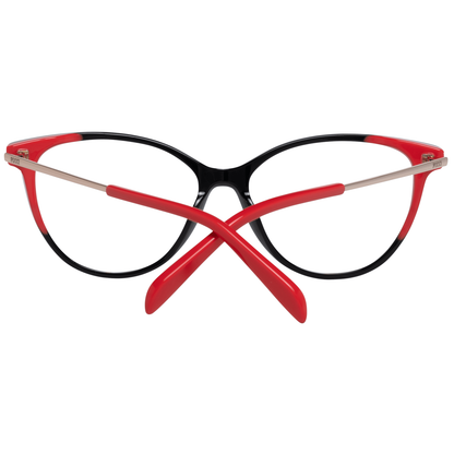 Emilio Pucci Black Plastic Glasses (Frames) for women with red accent, full-rim, plastic frame material. Size: 55-15-140.