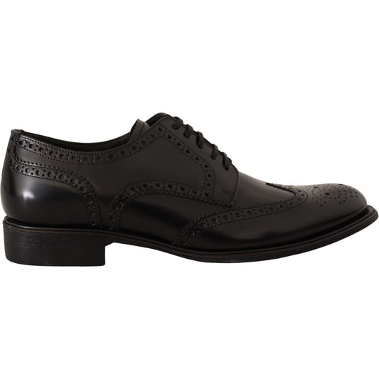 Dolce & Gabbana Black Leather Oxford Wingtip Formal Shoes MV3975-39