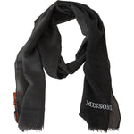 Missoni Elegant Black Wool Scarf with Fringes Missoni Dark Slate Gray
