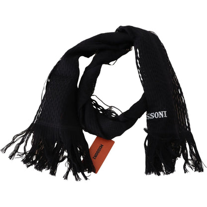 Missoni Black Wool Unisex Neck Warmer Wrap Scarf