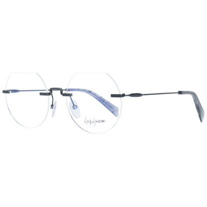 Yohji Yamamoto Gray Metal Glasses (Frames) with rimless round lenses and grey metal frame; size 53-20-145.