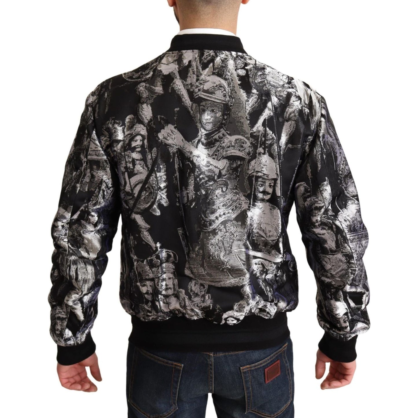Dolce & Gabbana Black Silver Puppi Motive Bomber Jacket JKT2904-50